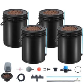 DWC Hydroponics Grow System, Hydroponic Growing System with Top Drip Kit, Deep Water Culture 5-Gallon 4 Buckets, with Air Pump