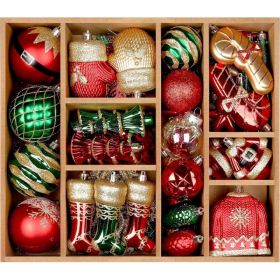 85ct Christmas Balls Ornaments Set, Colorful Shatterproof Plastic Christmas Tree Ornaments, Xmas Decorative Baubles For Christmas Tree Decoration (Option: RedGreenGold)